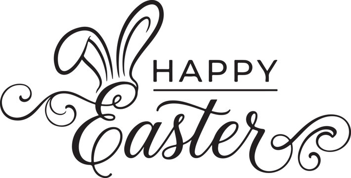 Easter greeting card with bunny ears and floral design