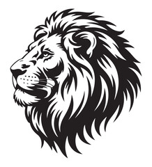 Obraz premium Lion Head Black and White Illustration