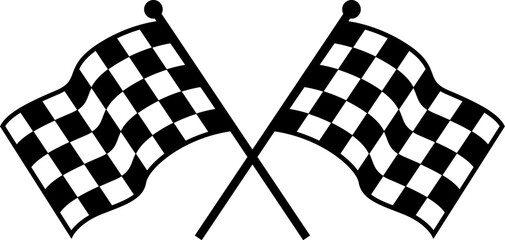 crossed checkered racing flags black and white vector © Raja