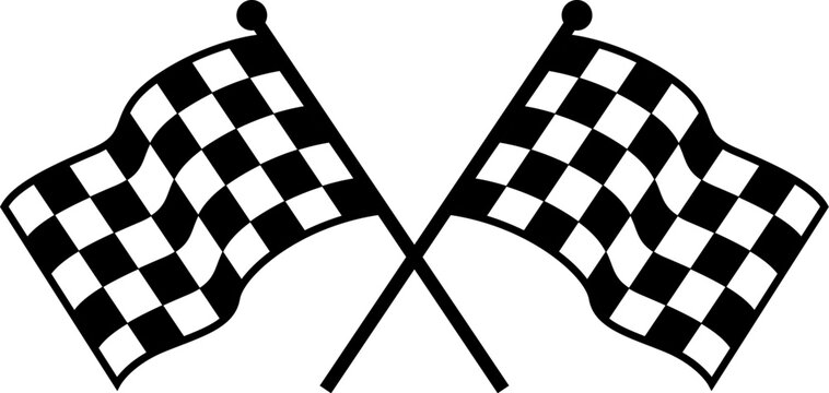crossed checkered racing flags black and white vector