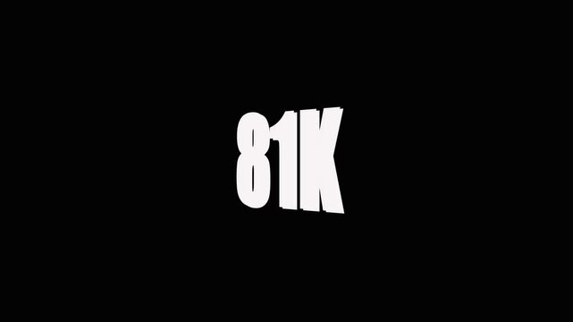 Large White 81 K Text on Black Background for Counting Achievement and Statistics Display eighty-one thousand.
