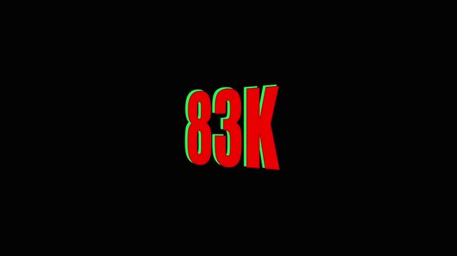 Animated 83 K Text with Red and Green Gradient on Black Background.