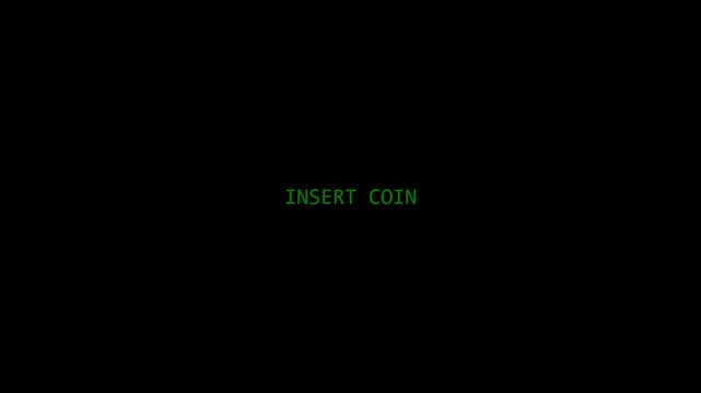 Retro Arcade 'INSERT COIN' Message on Black Screen - Gaming Nostalgia