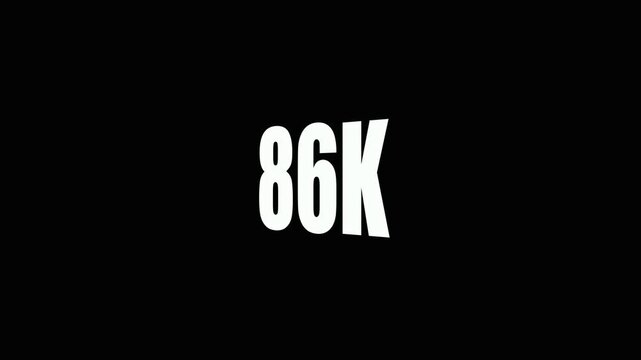 Large White 86 K Text on Black Background for Overlays and eighty-six thousand large texts.