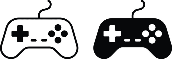 Black and white game controller vector icon set on a transparent background for graphic use © Iconic lab 