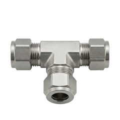 Industrial fluid gas handling components stainless steel T fitting connector with compression joints for pipeline system durable precision