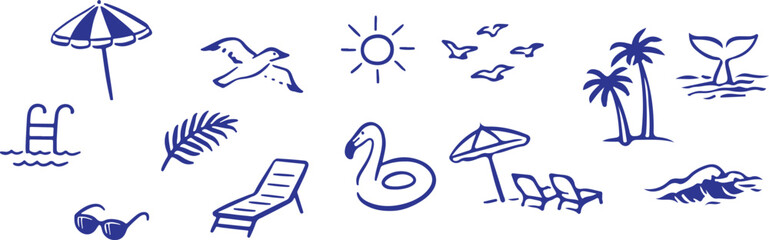 Beach vacation icons and summer symbols © TANIA