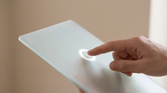 Hand Interacting with Touchscreen Device.