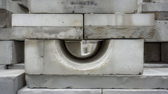 Industrial Concrete Blocks Stacked for Urban Construction Development Projects During Labor Day Season