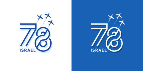 78rd Independence Day of Israel logo. Number 78 with aircraft, vector design © Ninfea