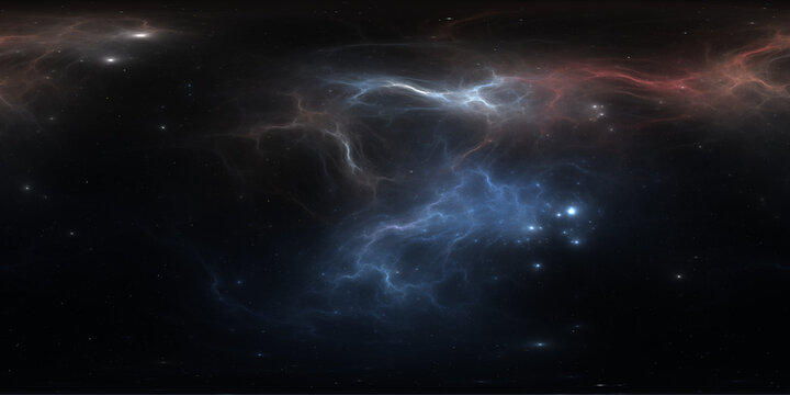 360-degree full-sphere panoramic space background with nebula and stars. It was neither partly nor fully created with generative AI.