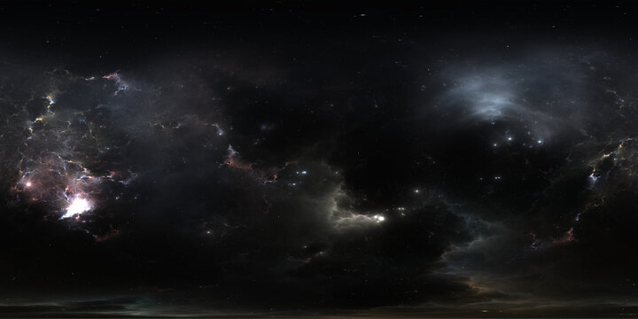360-degree full-sphere panoramic space background with nebula and stars. It was neither partly nor fully created with generative AI.