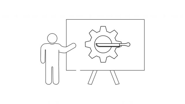Presentation of a Gear with a Knife - Business Strategy.