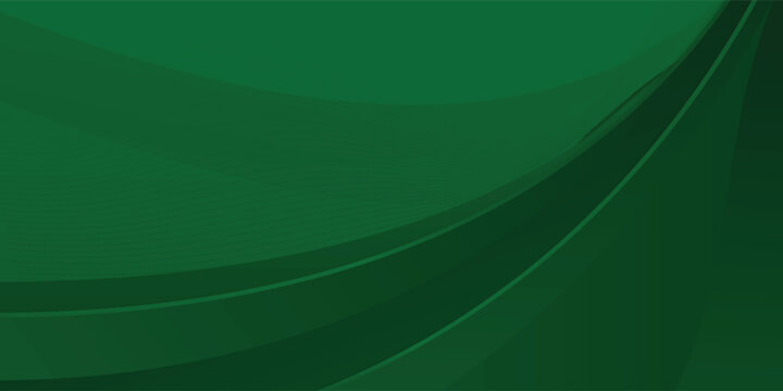 Abstract background with smooth forest green flowing waves and curves