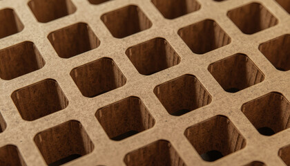 Fototapeta premium Corrugated cardboard void fill insert macro. Protective industrial packaging pattern.