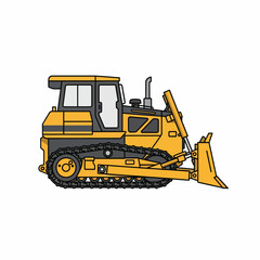 Obraz premium Yellow Bulldozer Construction Equipment Machine.