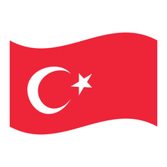 Obraz premium Turkey national waving flag, crescent star, patriotic symbolic design illustration