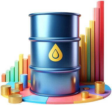 A barrel placed on a financial chart background