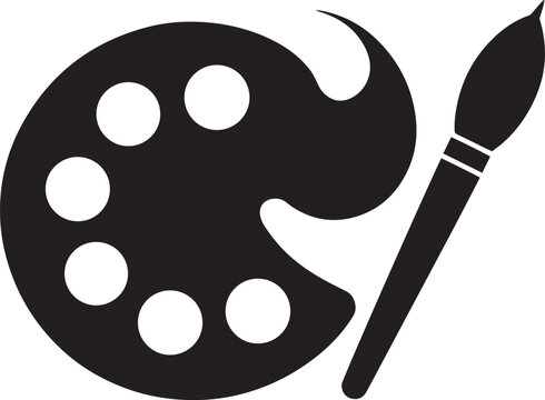 artist palette and paintbrush icon vector design for art studio or creative painting symbol .