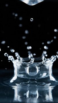 Slow motion of dripping water drop filmed with VSRExport shows the moment of impact and effects on the surface