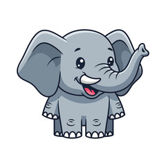Obraz premium Smiling Cartoon Elephant with Raised Trunk 1.
