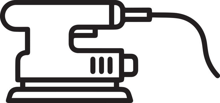 Electric Sander Icon, Power Tool Vector, Black Line Art, DIY Equipment, Home Improvement