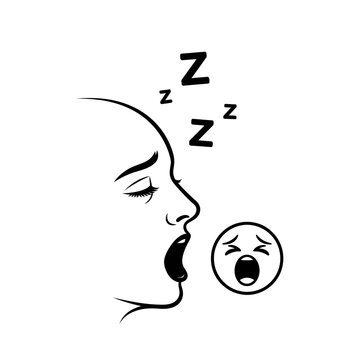 Woman snoring with zzz above head.