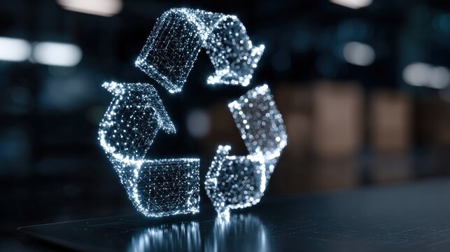 Glowing recycle symbol transparent background