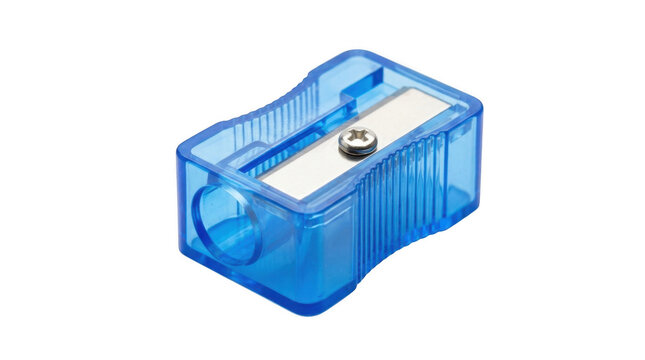 blue pencil sharpener on white background