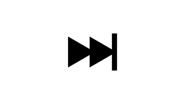 black colour rewind button icon isolated on white background. 4K Video