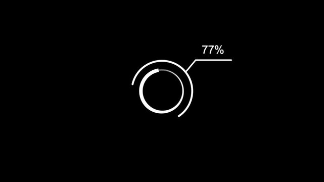 loading icon animation white color 81% circle. dark cyan color storage pie chart on dark black background.