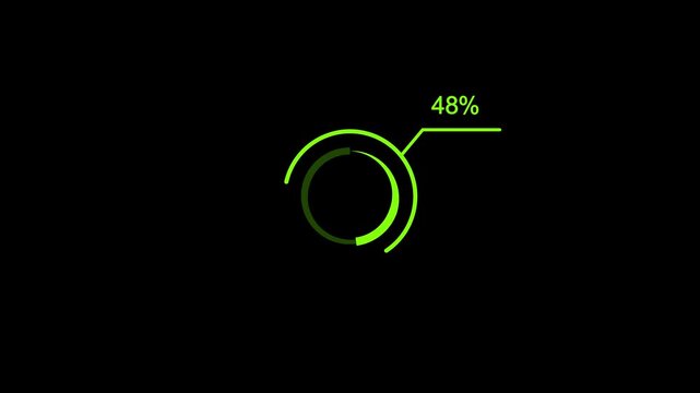 loading icon animation lime green color 67% circle. lime green color storage pie chart on dark black background.