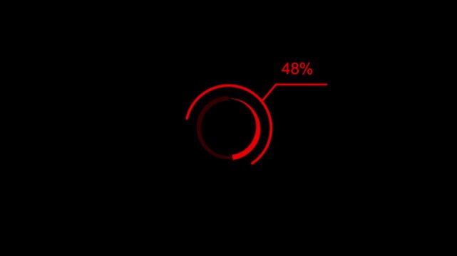 loading icon animation lime red color 67% circle. lime green color storage pie chart on dark black background.