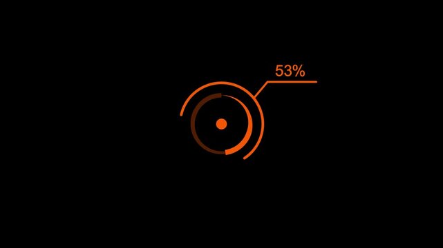 loading icon animation red color 74% circle. dark cyan color storage pie chart on dark black background.