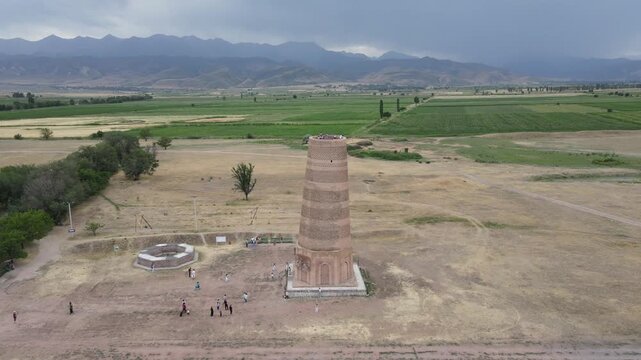 Burana Tower Kyrgyzstan drone video 