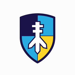Obraz premium Shield with airplane logo symbol.