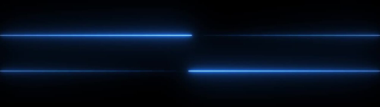 Four glowing neon lines arranged in a symmetrical pattern two red lines and two blue lines against a dark black background creating a futuristic and energetic abstract composition Keywords