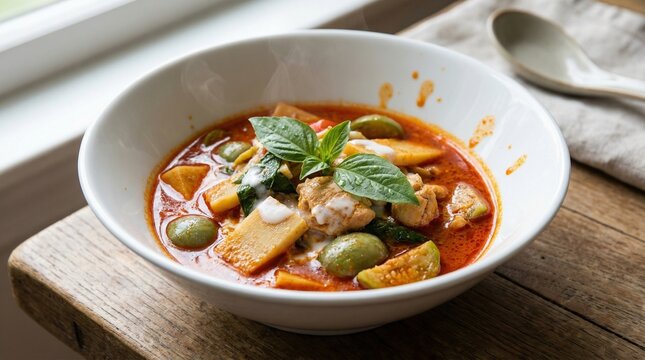 Spicy Thai Red Curry Gaeng Daeng with Bamboo Shoots