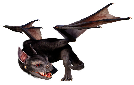 3D Rendering Giant Bat on White
