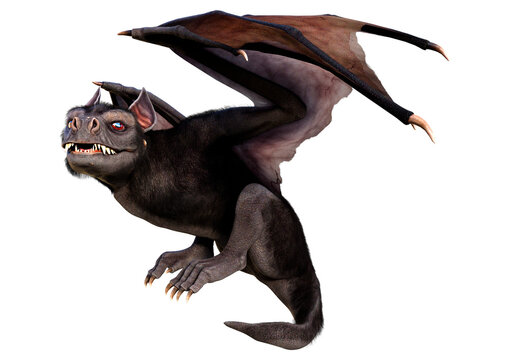 3D Rendering Giant Bat on White