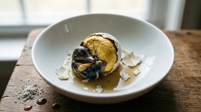 Steamed Filipino Balut Fertilized Egg with Salt