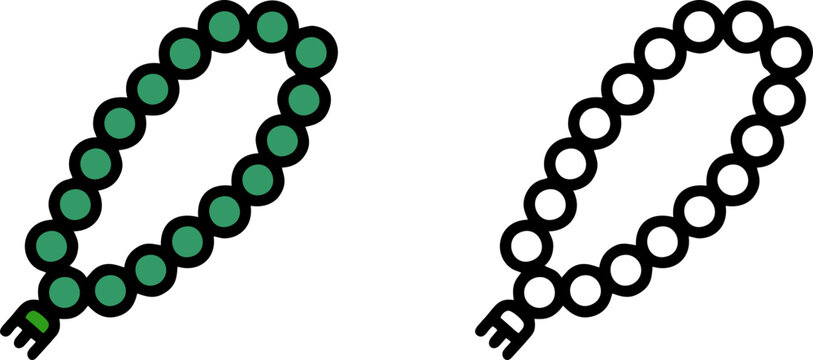 Green Prayer Beads Tasbih Outline Illustration