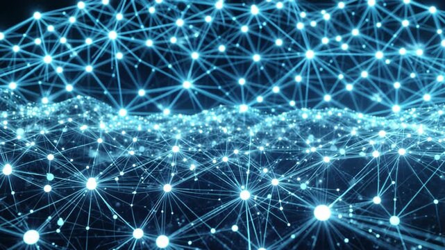 Intricate network of glowing interconnected nodes representing artificial intelligence