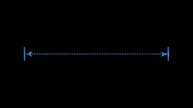 Glowing neon measuring distance length dotted line animation. Motion graphics of neon horizontal line