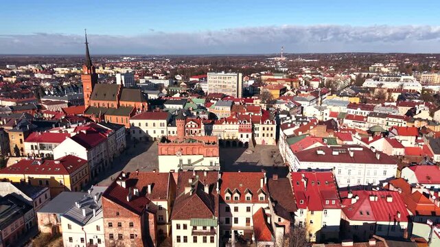 Aerial of old town of Tarnow Poland