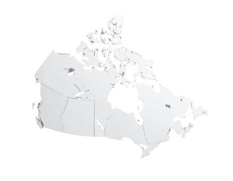 Canada country map silhouette highlighting provinces and territories in subdued monochrome