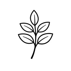 Obraz premium Botanical Leaf Icon - Minimalist Line Art Outline Icon Vector Isolated Nature Symbol.