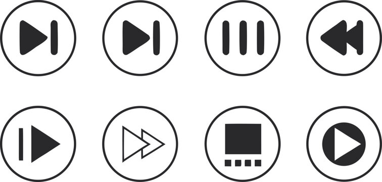 Black player on white background buttons controls