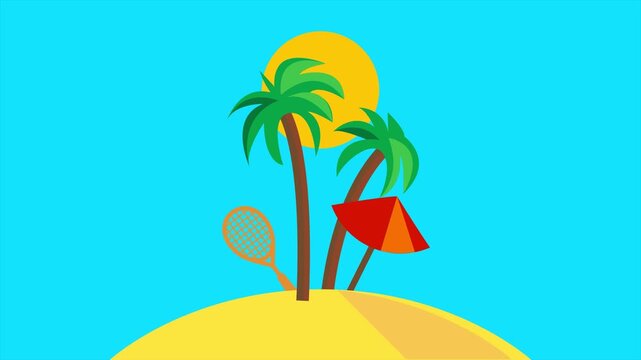 tropical island with palm trees 4k animated 
