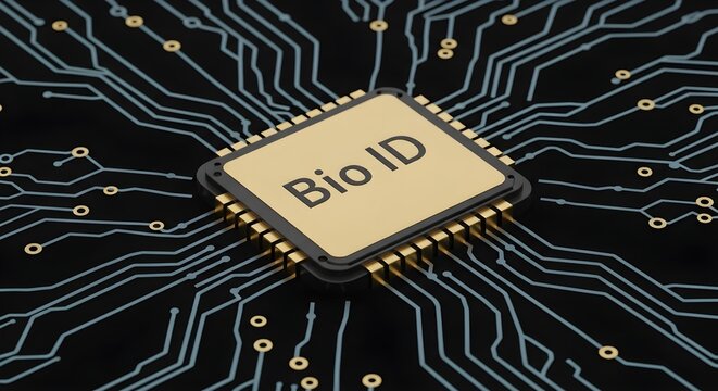 Close-up of Bio ID microchip on circuit board